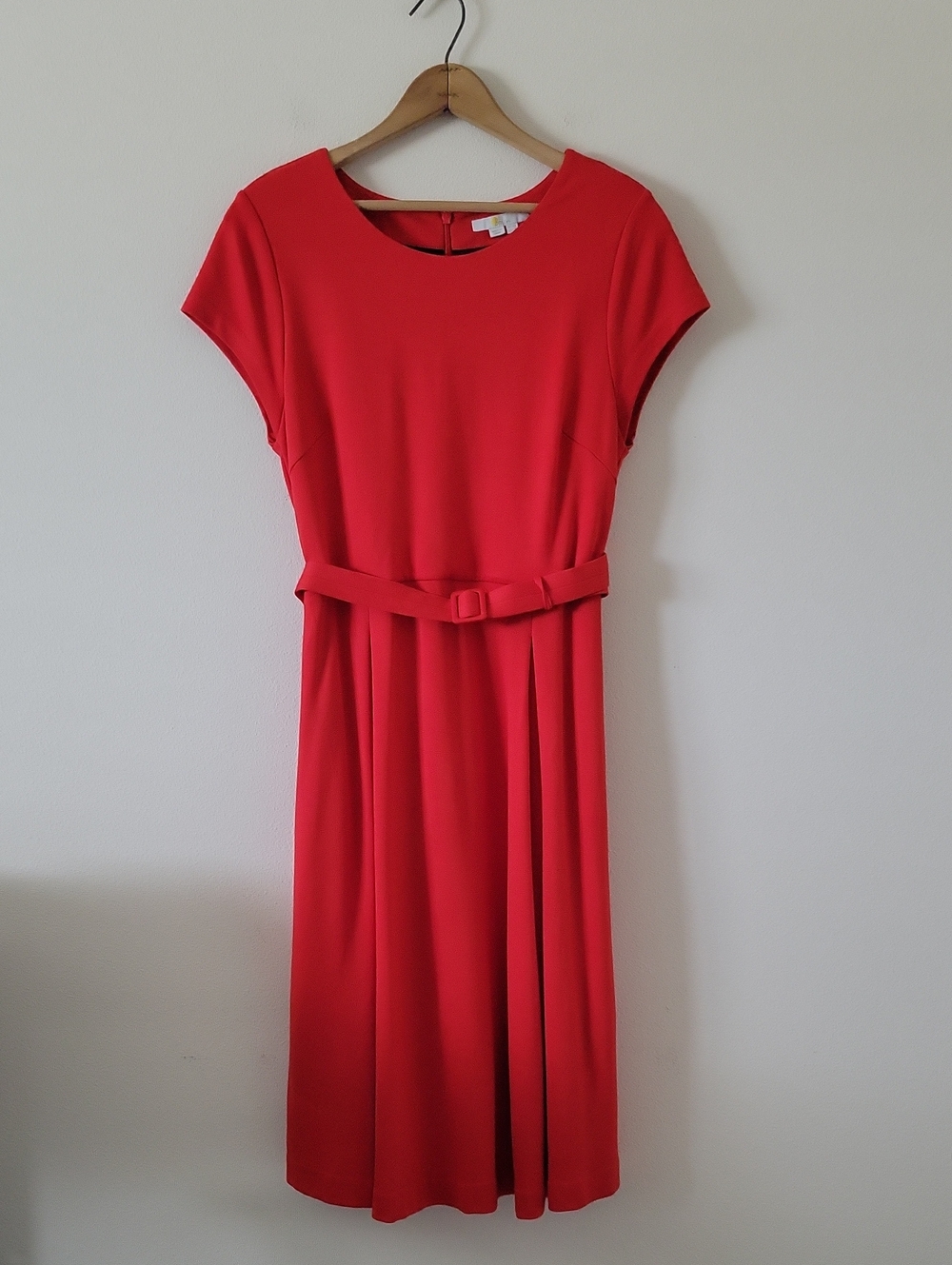 Boden Red Ponte Fit & Flare Midi Dress Size US10R/UK14R